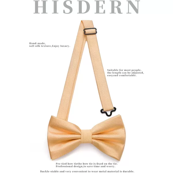 HISDERN Mens Pretied Bow Tie: Solid Color Tuxedo Bowtie and Pocket Square Set - Clip on Wedding Bow Ties for Men