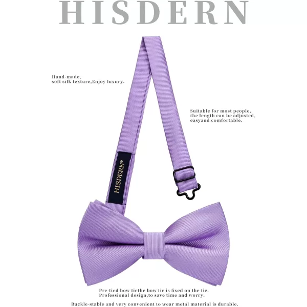 HISDERN Mens Pretied Bow Tie: Solid Color Tuxedo Bowtie and Pocket Square Set - Clip on Wedding Bow Ties for Men