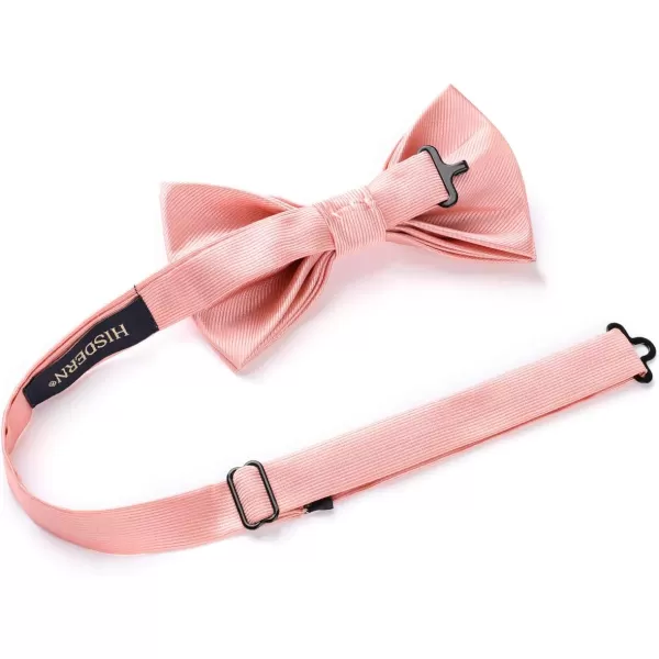 HISDERN Mens Pretied Bow Tie: Solid Color Tuxedo Bowtie and Pocket Square Set - Clip on Wedding Bow Ties for Men
