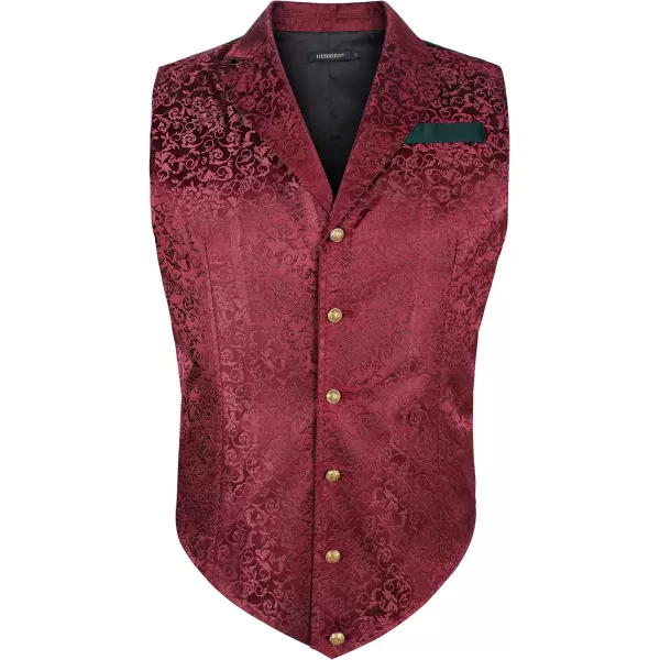 HISDERN Mens Shiny Paisley Suit Vest Victorian Steampunk Gothic Waistcoat for Men Wedding Party Suit or Tuxedo