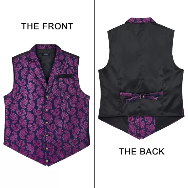 HISDERN Mens Shiny Paisley Suit Vest Victorian Steampunk Gothic Waistcoat for Men Wedding Party Suit or Tuxedo