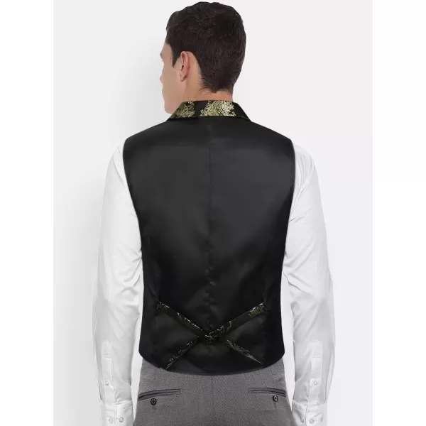HISDERN Mens Shiny Paisley Suit Vest Victorian Steampunk Gothic Waistcoat for Men Wedding Party Suit or Tuxedo