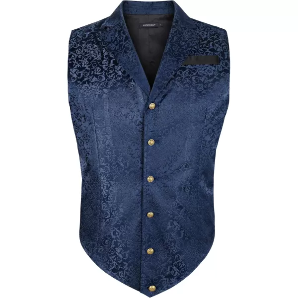 HISDERN Mens Shiny Paisley Suit Vest Victorian Steampunk Gothic Waistcoat for Men Wedding Party Suit or Tuxedo