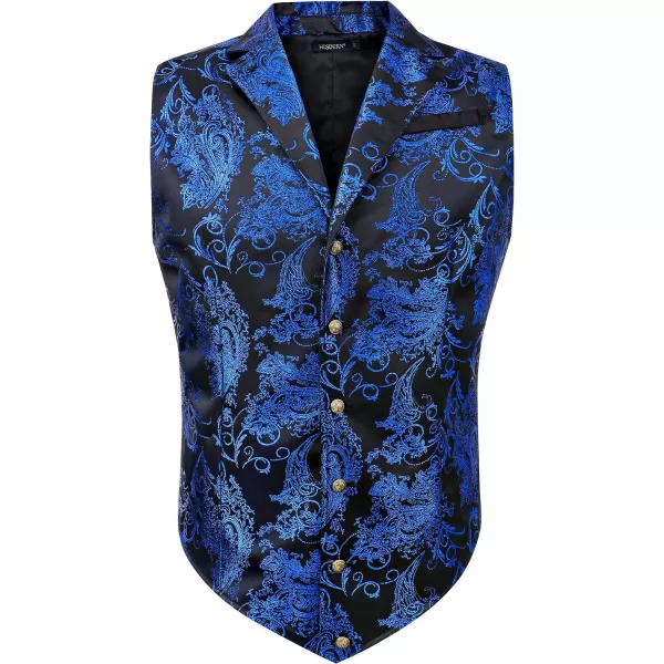 HISDERN Mens Shiny Paisley Suit Vest Victorian Steampunk Gothic Waistcoat for Men Wedding Party Suit or Tuxedo