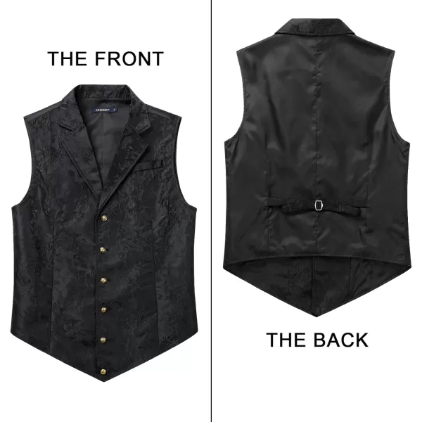 HISDERN Mens Shiny Paisley Suit Vest Victorian Steampunk Gothic Waistcoat for Men Wedding Party Suit or Tuxedo
