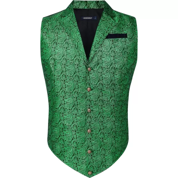 HISDERN Mens Shiny Paisley Suit Vest Victorian Steampunk Gothic Waistcoat for Men Wedding Party Suit or Tuxedo
