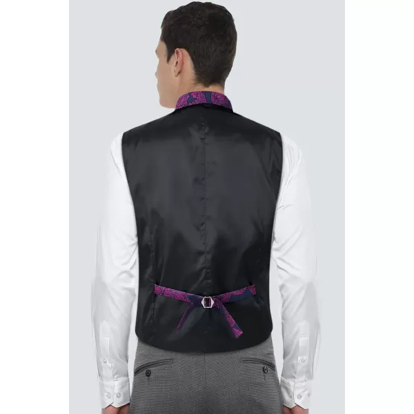 HISDERN Mens Shiny Paisley Suit Vest Victorian Steampunk Gothic Waistcoat for Men Wedding Party Suit or Tuxedo