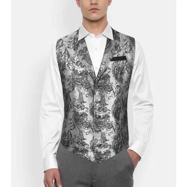 HISDERN Mens Shiny Paisley Suit Vest Victorian Steampunk Gothic Waistcoat for Men Wedding Party Suit or Tuxedo