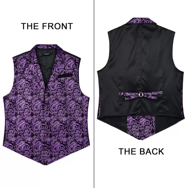 HISDERN Mens Shiny Paisley Suit Vest Victorian Steampunk Gothic Waistcoat for Men Wedding Party Suit or Tuxedo