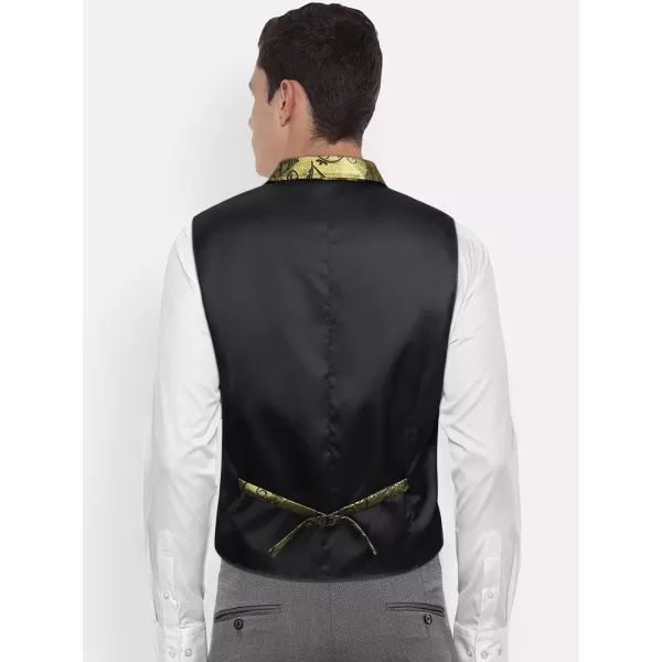 HISDERN Mens Shiny Paisley Suit Vest Victorian Steampunk Gothic Waistcoat for Men Wedding Party Suit or Tuxedo