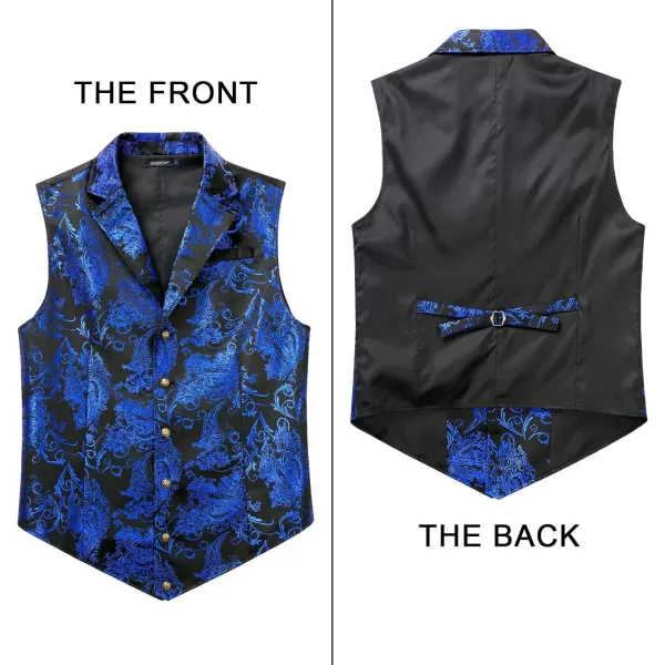 HISDERN Mens Shiny Paisley Suit Vest Victorian Steampunk Gothic Waistcoat for Men Wedding Party Suit or Tuxedo