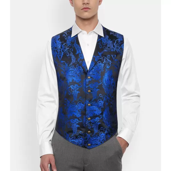 HISDERN Mens Shiny Paisley Suit Vest Victorian Steampunk Gothic Waistcoat for Men Wedding Party Suit or Tuxedo