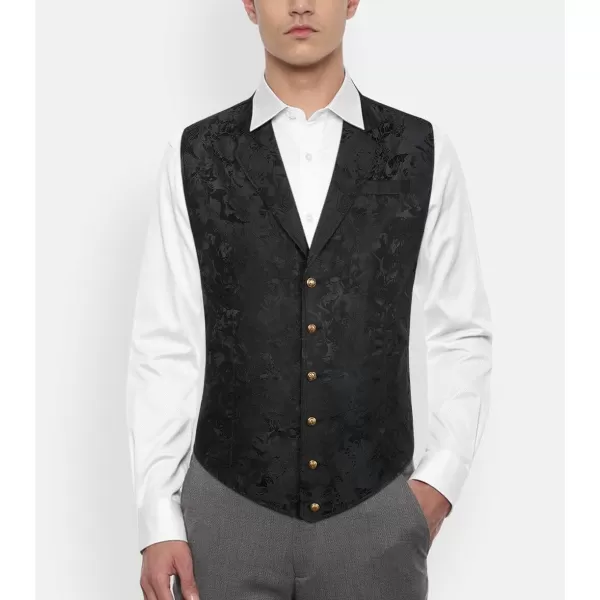 HISDERN Mens Shiny Paisley Suit Vest Victorian Steampunk Gothic Waistcoat for Men Wedding Party Suit or Tuxedo