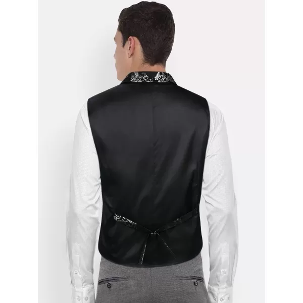 HISDERN Mens Shiny Paisley Suit Vest Victorian Steampunk Gothic Waistcoat for Men Wedding Party Suit or Tuxedo