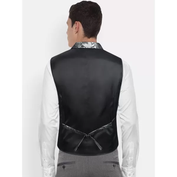 HISDERN Mens Shiny Paisley Suit Vest Victorian Steampunk Gothic Waistcoat for Men Wedding Party Suit or Tuxedo