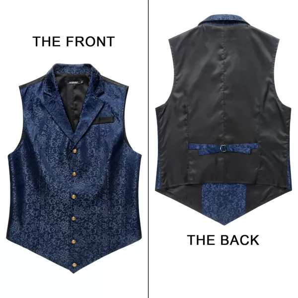 HISDERN Mens Shiny Paisley Suit Vest Victorian Steampunk Gothic Waistcoat for Men Wedding Party Suit or Tuxedo