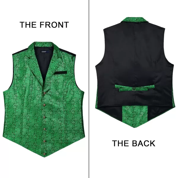HISDERN Mens Shiny Paisley Suit Vest Victorian Steampunk Gothic Waistcoat for Men Wedding Party Suit or Tuxedo
