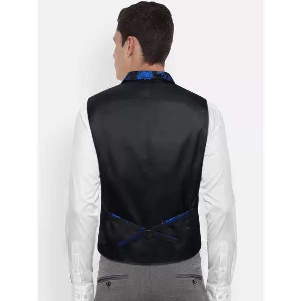 HISDERN Mens Shiny Paisley Suit Vest Victorian Steampunk Gothic Waistcoat for Men Wedding Party Suit or Tuxedo
