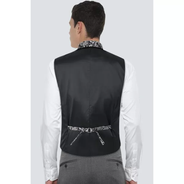 HISDERN Mens Shiny Paisley Suit Vest Victorian Steampunk Gothic Waistcoat for Men Wedding Party Suit or Tuxedo