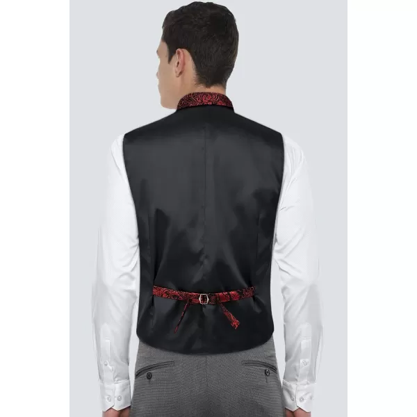 HISDERN Mens Shiny Paisley Suit Vest Victorian Steampunk Gothic Waistcoat for Men Wedding Party Suit or Tuxedo