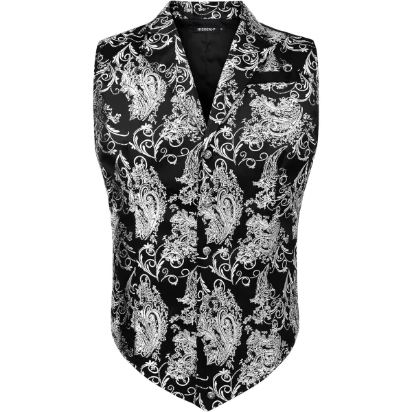 HISDERN Mens Shiny Paisley Suit Vest Victorian Steampunk Gothic Waistcoat for Men Wedding Party Suit or Tuxedo