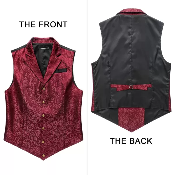 HISDERN Mens Shiny Paisley Suit Vest Victorian Steampunk Gothic Waistcoat for Men Wedding Party Suit or Tuxedo