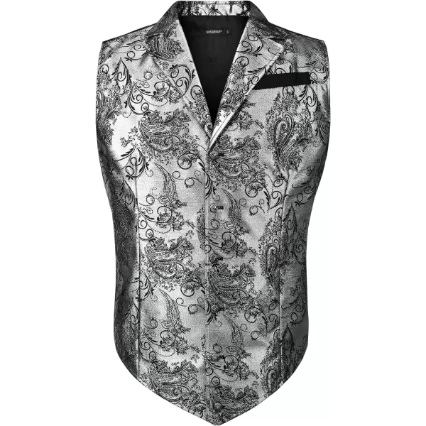 HISDERN Mens Shiny Paisley Suit Vest Victorian Steampunk Gothic Waistcoat for Men Wedding Party Suit or Tuxedo