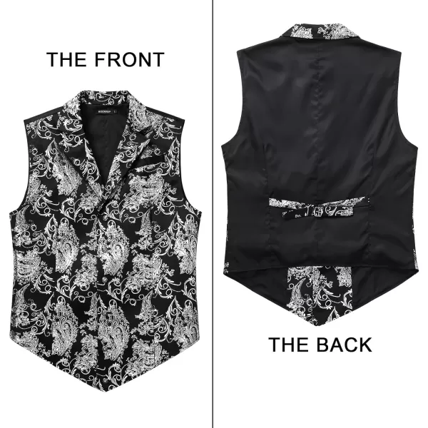 HISDERN Mens Shiny Paisley Suit Vest Victorian Steampunk Gothic Waistcoat for Men Wedding Party Suit or Tuxedo