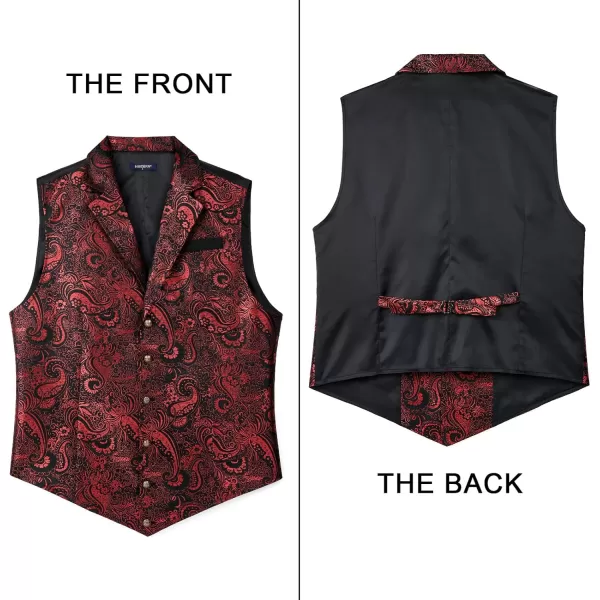 HISDERN Mens Shiny Paisley Suit Vest Victorian Steampunk Gothic Waistcoat for Men Wedding Party Suit or Tuxedo