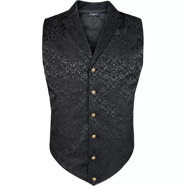 HISDERN Mens Shiny Paisley Suit Vest Victorian Steampunk Gothic Waistcoat for Men Wedding Party Suit or Tuxedo