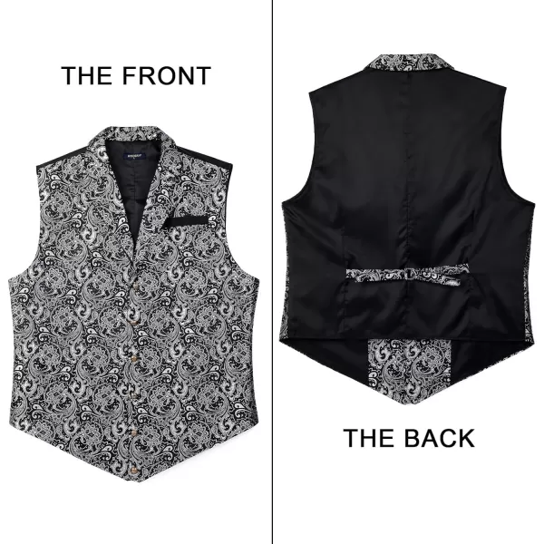 HISDERN Mens Shiny Paisley Suit Vest Victorian Steampunk Gothic Waistcoat for Men Wedding Party Suit or Tuxedo