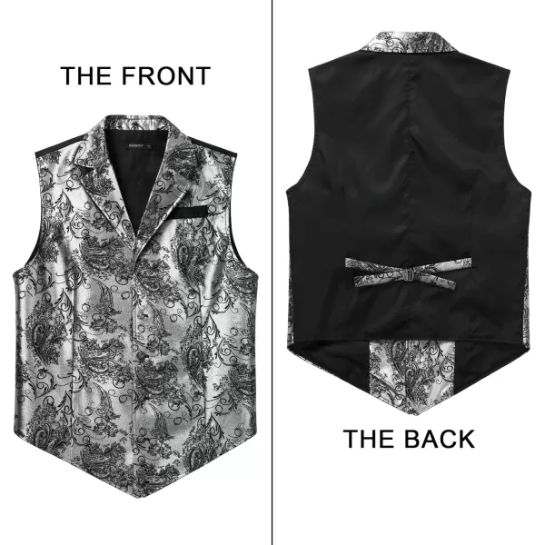 HISDERN Mens Shiny Paisley Suit Vest Victorian Steampunk Gothic Waistcoat for Men Wedding Party Suit or Tuxedo