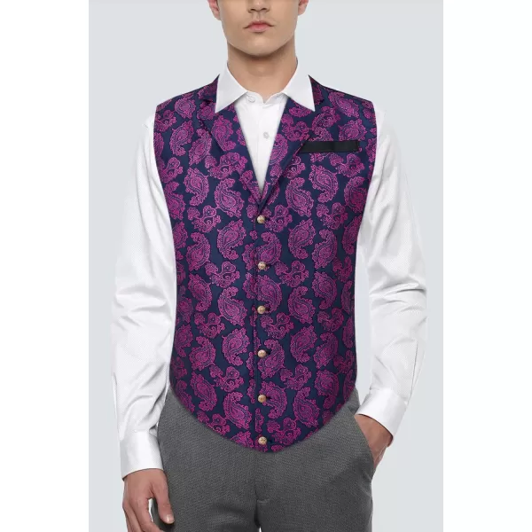 HISDERN Mens Shiny Paisley Suit Vest Victorian Steampunk Gothic Waistcoat for Men Wedding Party Suit or Tuxedo