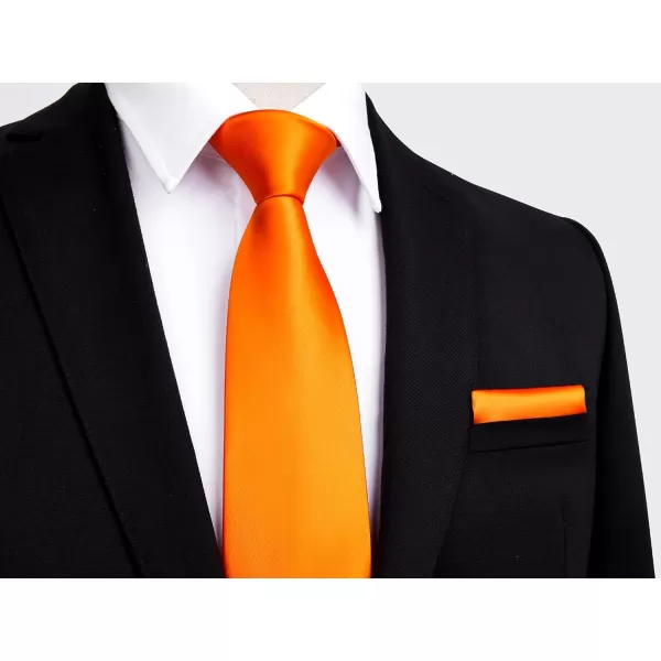 HISDERN Mens Solid Color Ties Formal Satin Necktie and Pocket Square Set Classic Wedding Business Tie &amp; Handkerchief