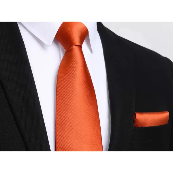 HISDERN Mens Solid Color Ties Formal Satin Necktie and Pocket Square Set Classic Wedding Business Tie &amp; Handkerchief