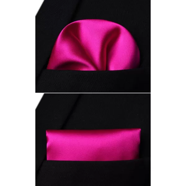 HISDERN Mens Solid Color Ties Formal Satin Necktie and Pocket Square Set Classic Wedding Business Tie &amp; Handkerchief