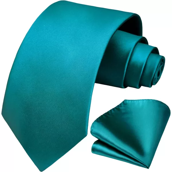 HISDERN Mens Solid Color Ties Formal Satin Necktie and Pocket Square Set Classic Wedding Business Tie &amp; Handkerchief