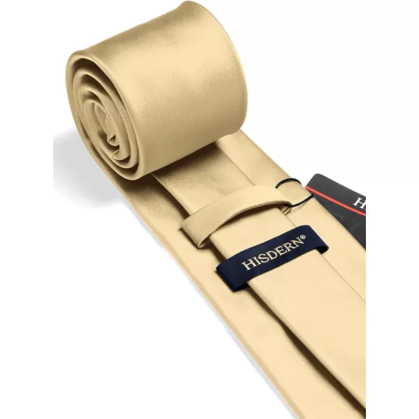 HISDERN Mens Solid Color Ties Formal Satin Necktie and Pocket Square Set Classic Wedding Business Tie &amp; Handkerchief