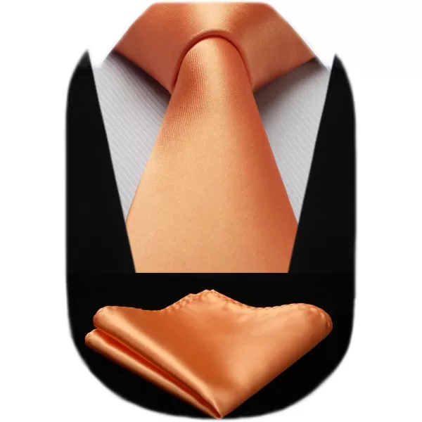 HISDERN Mens Solid Color Ties Formal Satin Necktie and Pocket Square Set Classic Wedding Business Tie &amp; Handkerchief