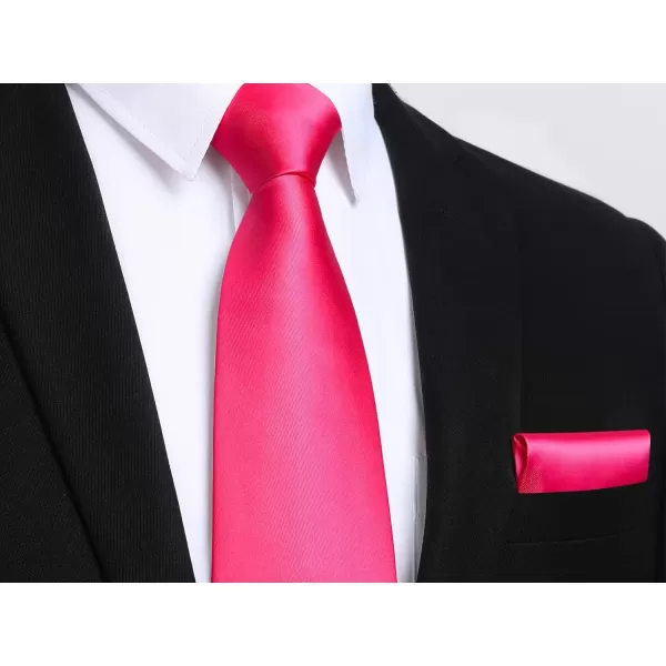 HISDERN Mens Solid Color Ties Formal Satin Necktie and Pocket Square Set Classic Wedding Business Tie &amp; Handkerchief