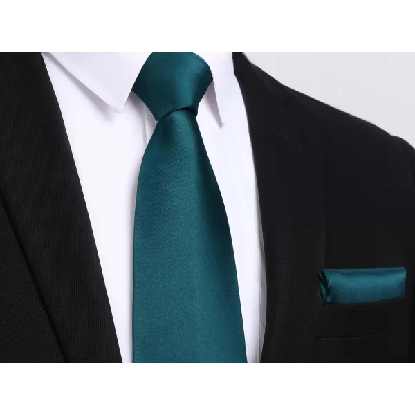 HISDERN Mens Solid Color Ties Formal Satin Necktie and Pocket Square Set Classic Wedding Business Tie &amp; Handkerchief