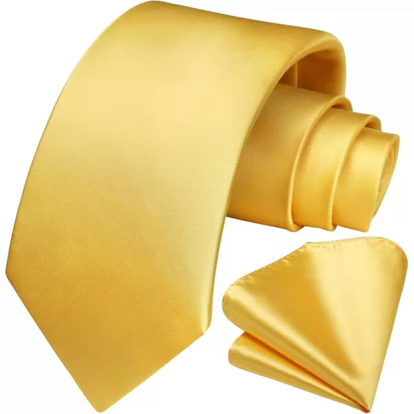 HISDERN Mens Solid Color Ties Formal Satin Necktie and Pocket Square Set Classic Wedding Business Tie &amp; Handkerchief