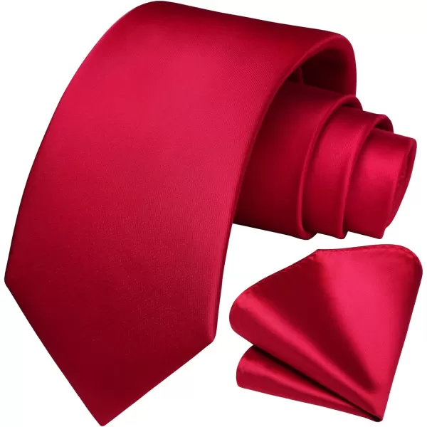 HISDERN Mens Solid Color Ties Formal Satin Necktie and Pocket Square Set Classic Wedding Business Tie &amp; Handkerchief
