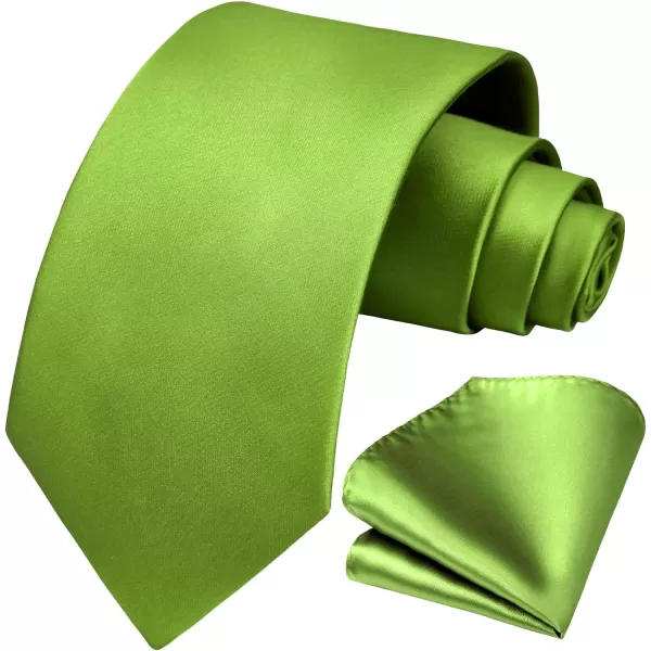 HISDERN Mens Solid Color Ties Formal Satin Necktie and Pocket Square Set Classic Wedding Business Tie &amp; Handkerchief