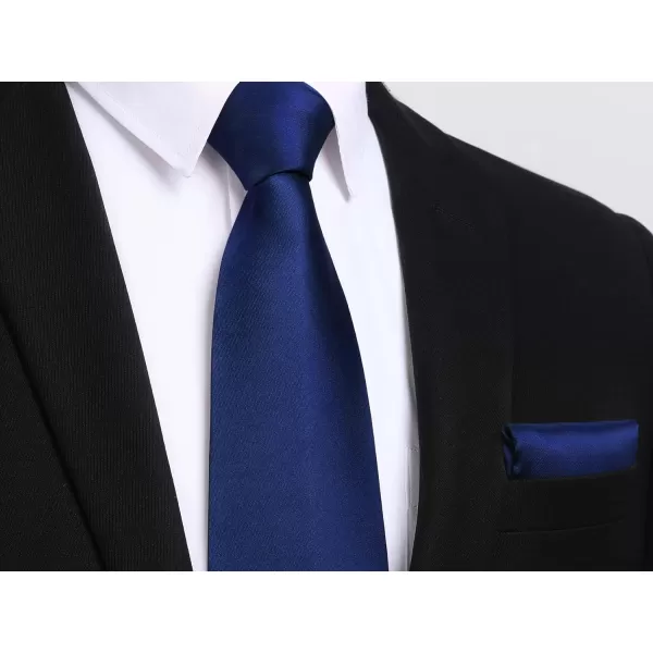 HISDERN Mens Solid Color Ties Formal Satin Necktie and Pocket Square Set Classic Wedding Business Tie &amp; Handkerchief