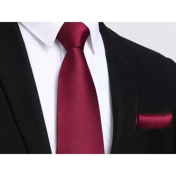 HISDERN Mens Solid Color Ties Formal Satin Necktie and Pocket Square Set Classic Wedding Business Tie &amp; Handkerchief