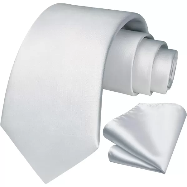 HISDERN Mens Solid Color Ties Formal Satin Necktie and Pocket Square Set Classic Wedding Business Tie &amp; Handkerchief