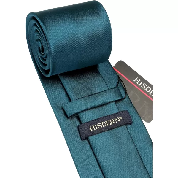 HISDERN Mens Solid Color Ties Formal Satin Necktie and Pocket Square Set Classic Wedding Business Tie &amp; Handkerchief