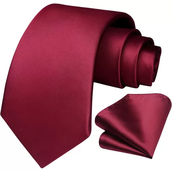 HISDERN Mens Solid Color Ties Formal Satin Necktie and Pocket Square Set Classic Wedding Business Tie &amp; Handkerchief