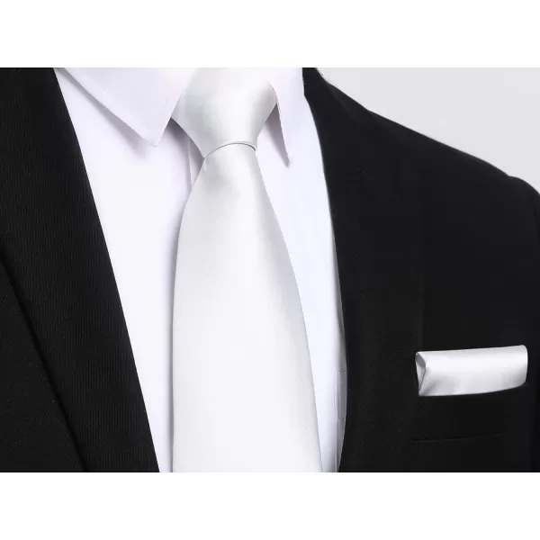 HISDERN Mens Solid Color Ties Formal Satin Necktie and Pocket Square Set Classic Wedding Business Tie &amp; Handkerchief